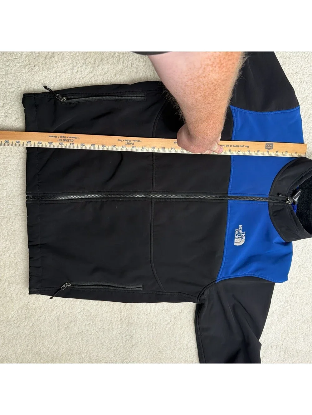 The North Face Polartec Windbloc Softshell Fleece Jacket Mens L Black Royal Blue